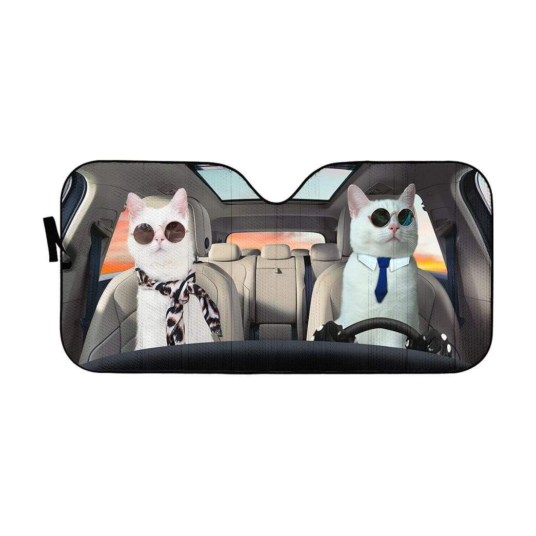 3D Lovely Couple White Cats Custom Car Auto Sunshade - GetLoveMall ...